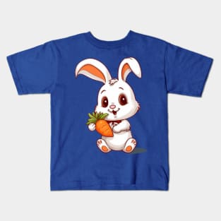 Cute Cartoon Bunny Rabbit with Carrot Kids T-Shirt